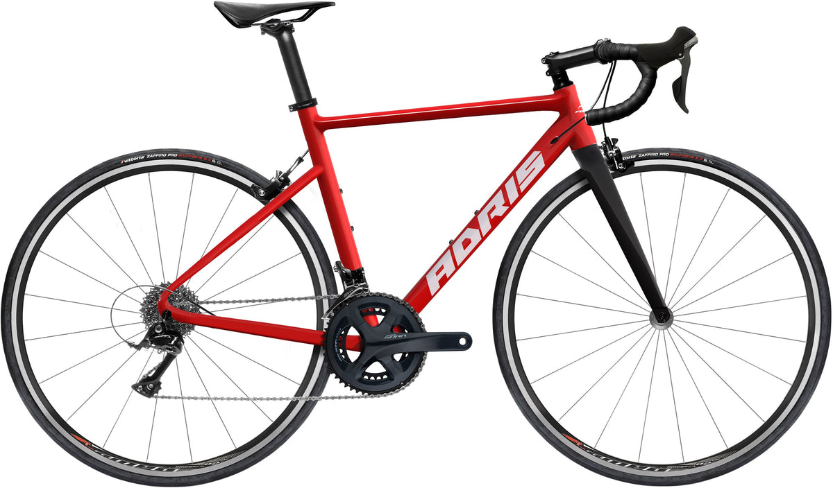 Vélo route Adris l'asphalte, shimano sora 9v rouge sang