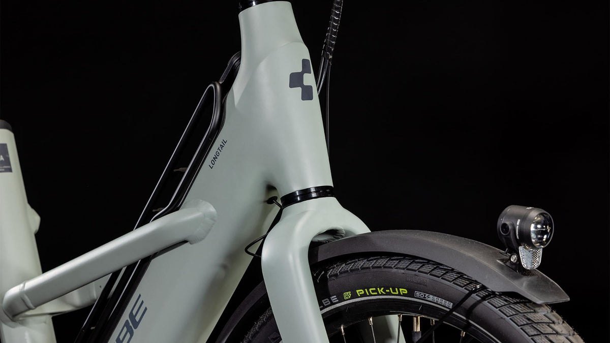 Vélo cargo électrique longtail Cube longtail hybrid sport 725 swampgrey´n´reflex